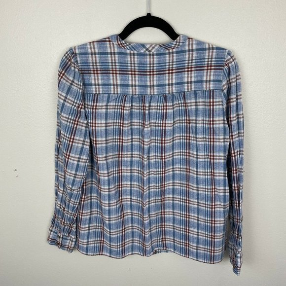 Madewell Leysfield Popover Shirt in Plaid Size M Red White Blue Fourth Of July - Picture 2 of 4